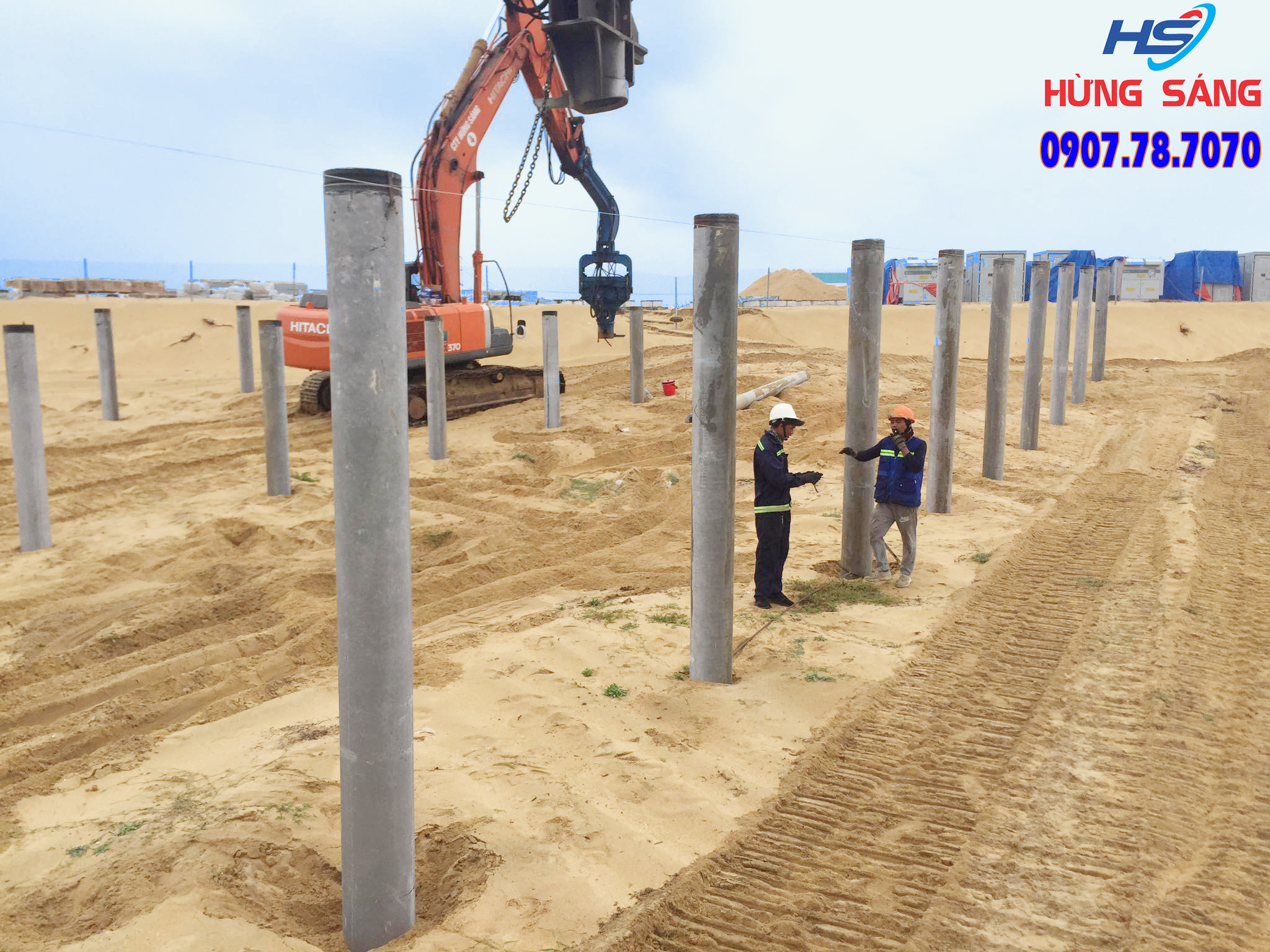 Cho Thuê Búa Rung Đóng Cọc Bê Tông Điện Mặt Trời - Hừng Sáng